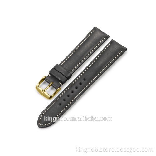 18 19 20 21 22 mm Stainless Steel Gold Pin Buckle Calf Leather Watch Band Strap